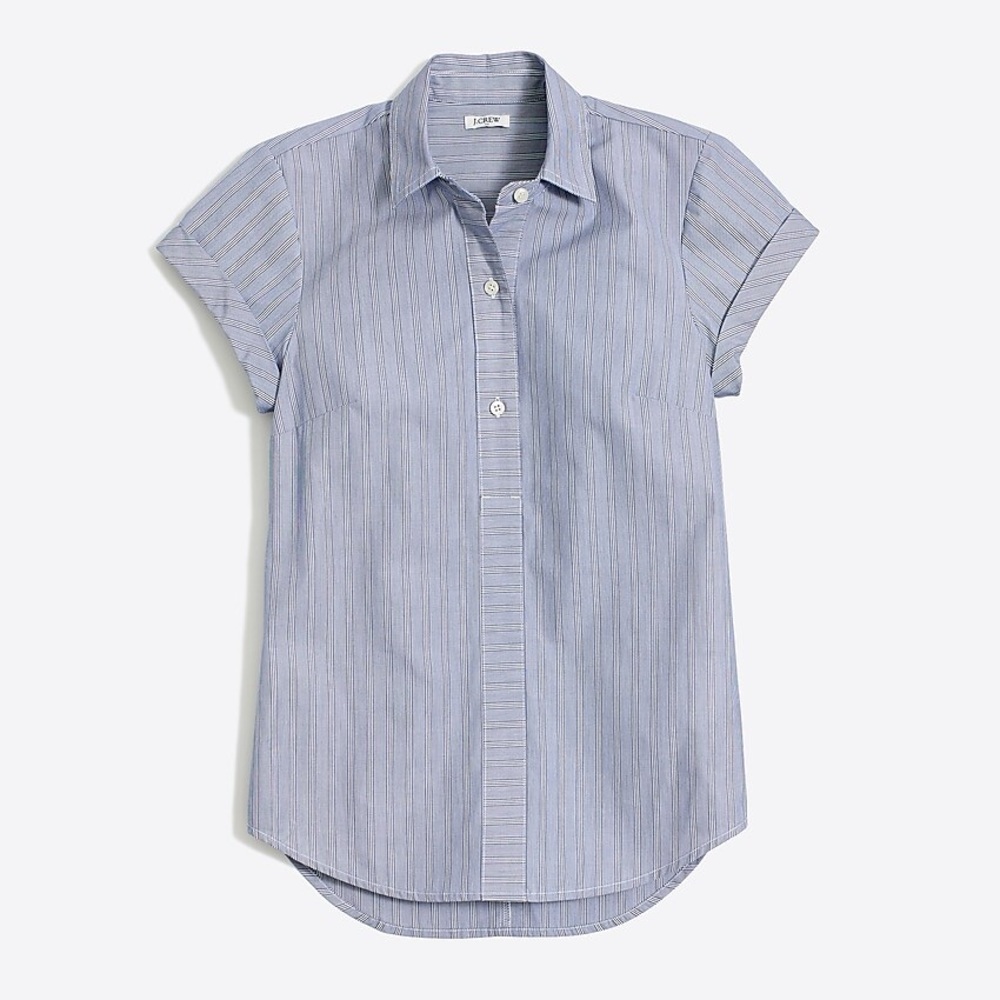 J. Crew Striped Popover Short Sleeve Button Down